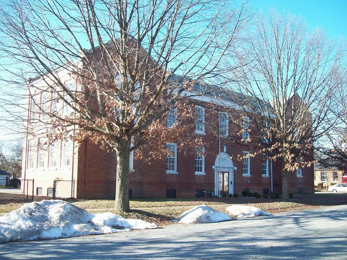 The historic First Avenue School building in Glen Burnie, Maryland, photographed in December 2009